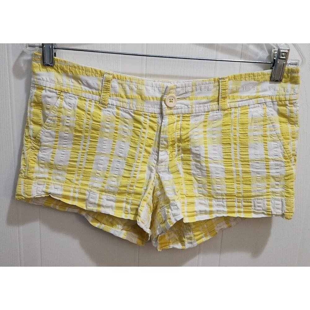Lilly Pulitzer Women's Size 2 Yellow White Plaid Seersucker Shorts Cotton 33084